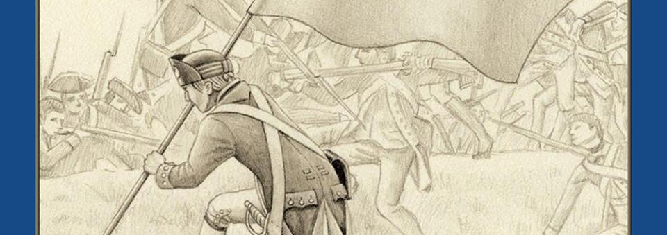 Poster with text Happy Carolina Day Battle for Sullivan's Island June 28, 1776 with soldiers in the background