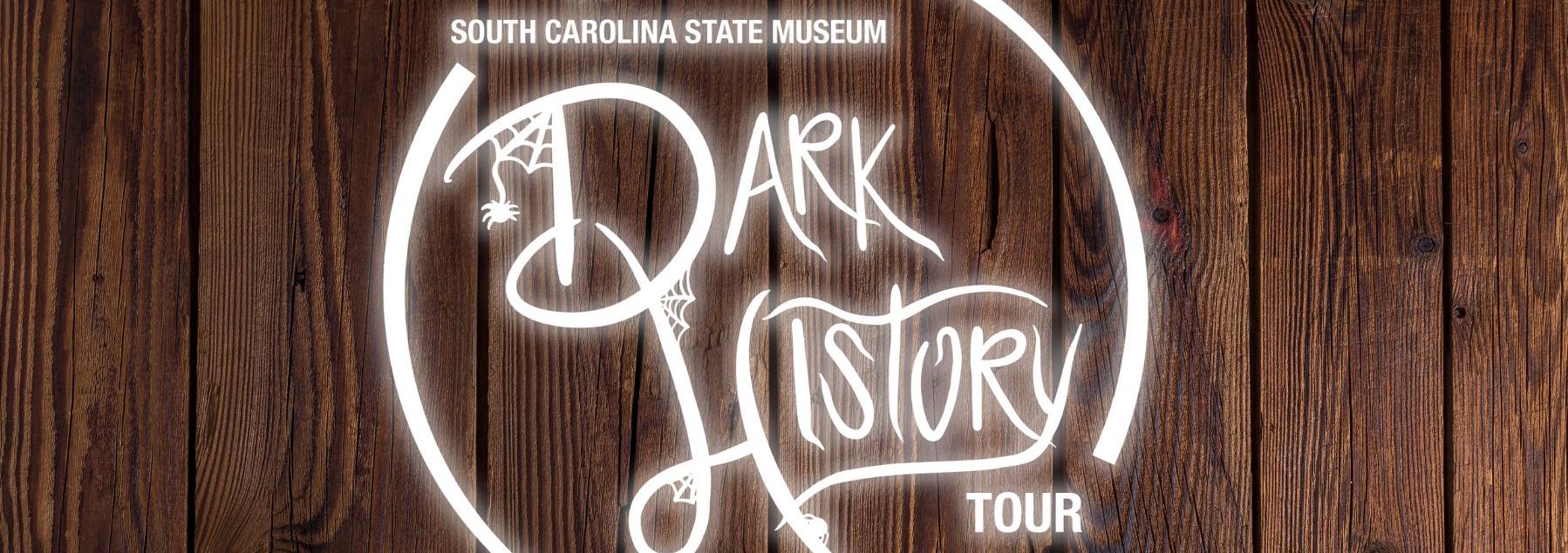 Round logo that reads Dark History History Tours in light text on a dark brown background