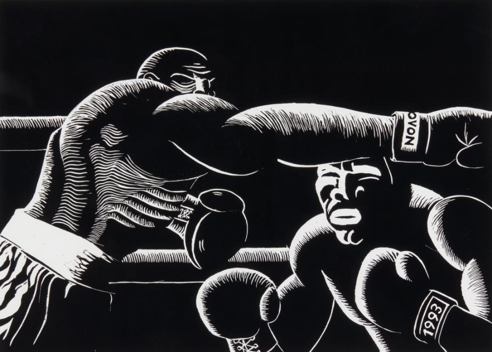 Drawing of two boxers