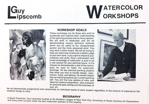 Flyer for Guy Lipscomb Watercolor Workshops