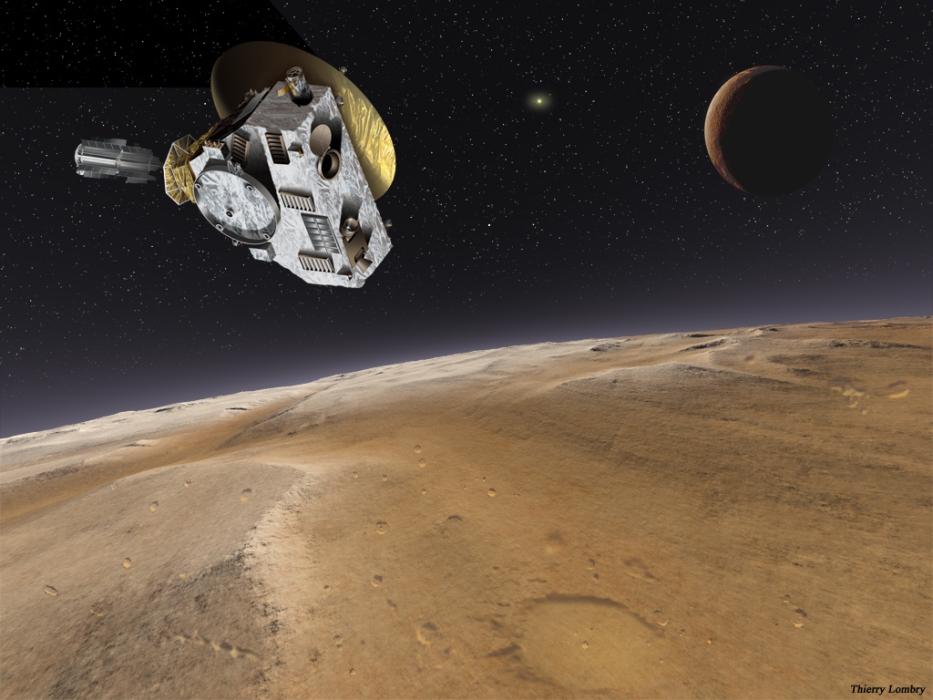Rendering of New Horizons flyby of Pluto